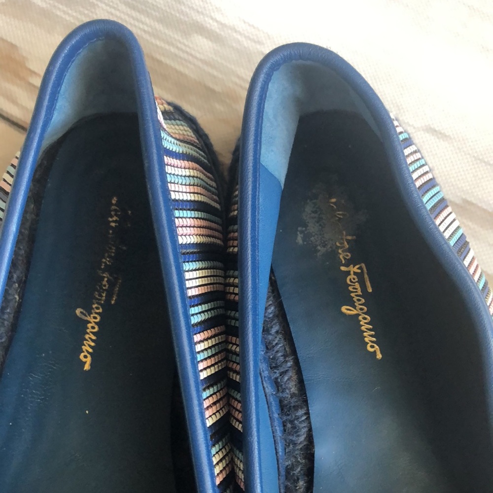 SALVATORE FERRAGAMO Emiline Gancini Woven Espadrille Flat / size 8 - Picture 5 of 11